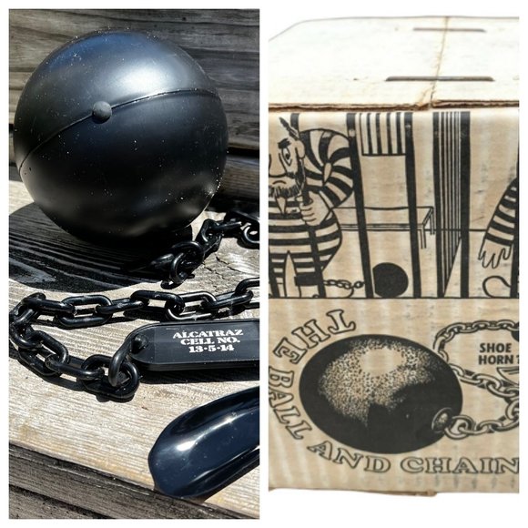 Vintage New Ball And Chain Gag Gift Costume Prop Baekgaard Ltd Old Stock Box - Picture 1 of 9